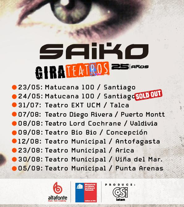 EVENTOS | Saiko celebrará sus 25 años con el público de regiones